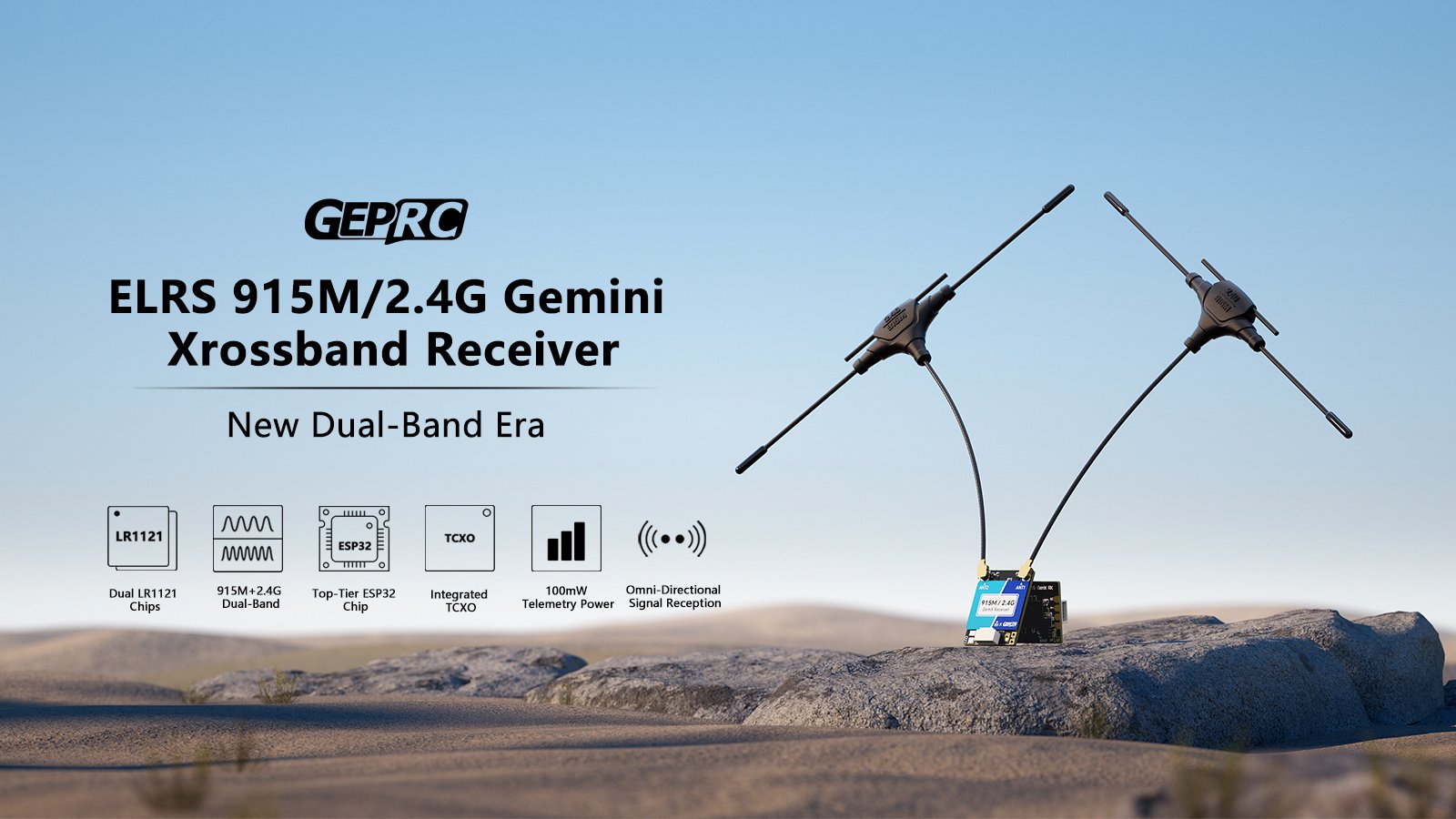 [pre-order]GEPRC ELRS 915M/2.4G Gemini Xrossband Receiver